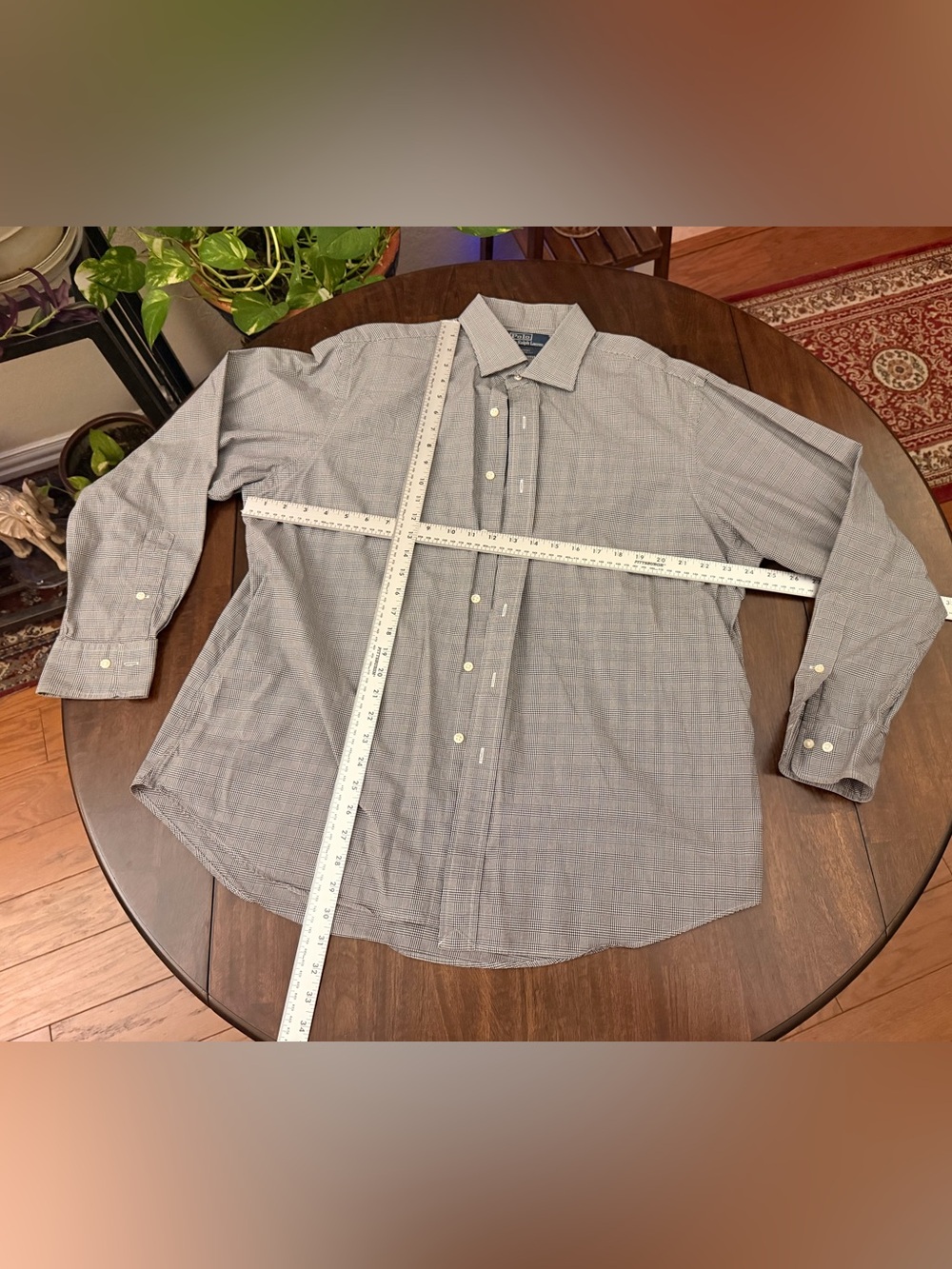 Ralph Lauren Men's Gray Micro-Plaid Dress Shirt